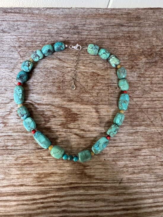 Barse Jewelry - Barse 925 Sterling Silver Turquoise Coral Chunky Bead Necklace Southwestern 18”